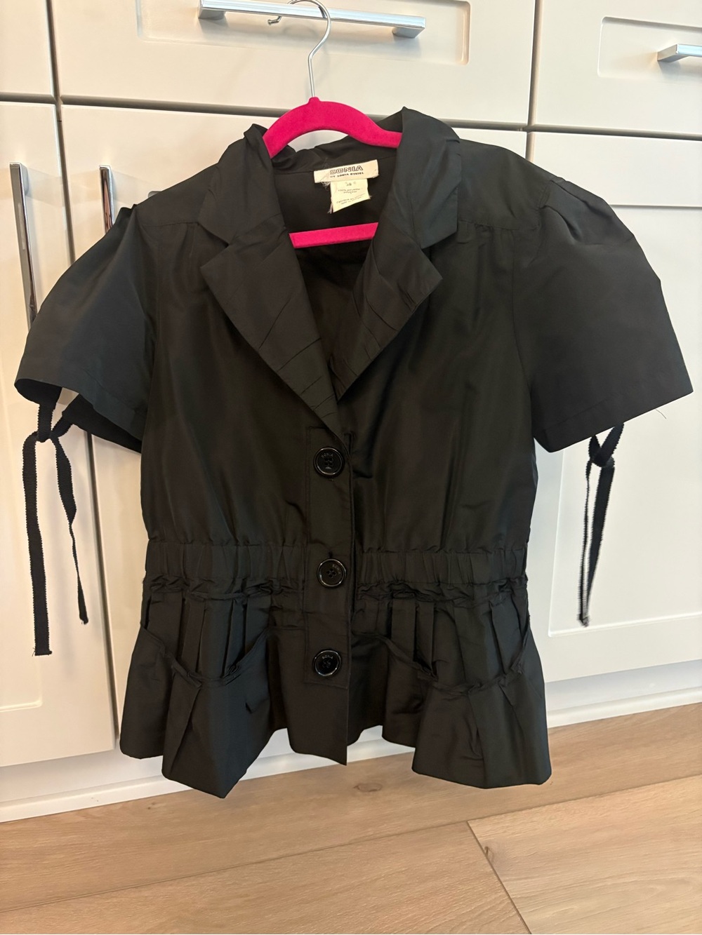 Sonia Rykiel Black Short-Sleeve Drawstring Jacket